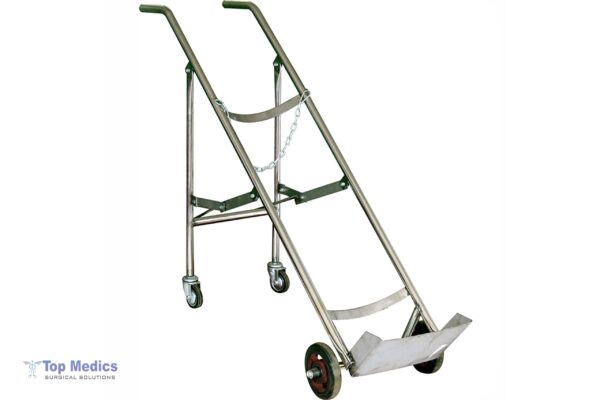 TMS 0069 Stainless-Steel-Oxygen-Cylinder-Trolley-with-Double-Feet